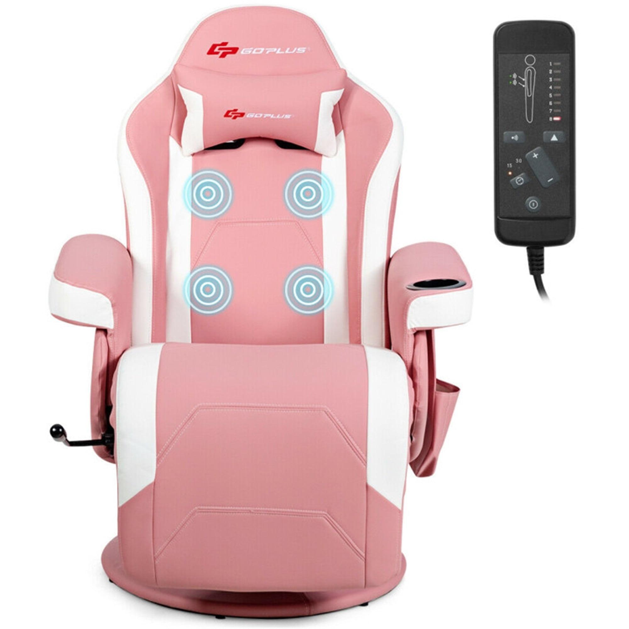 Costway Costway Goplus Reclining PC & Racing Game Chair with Footrest in Pink