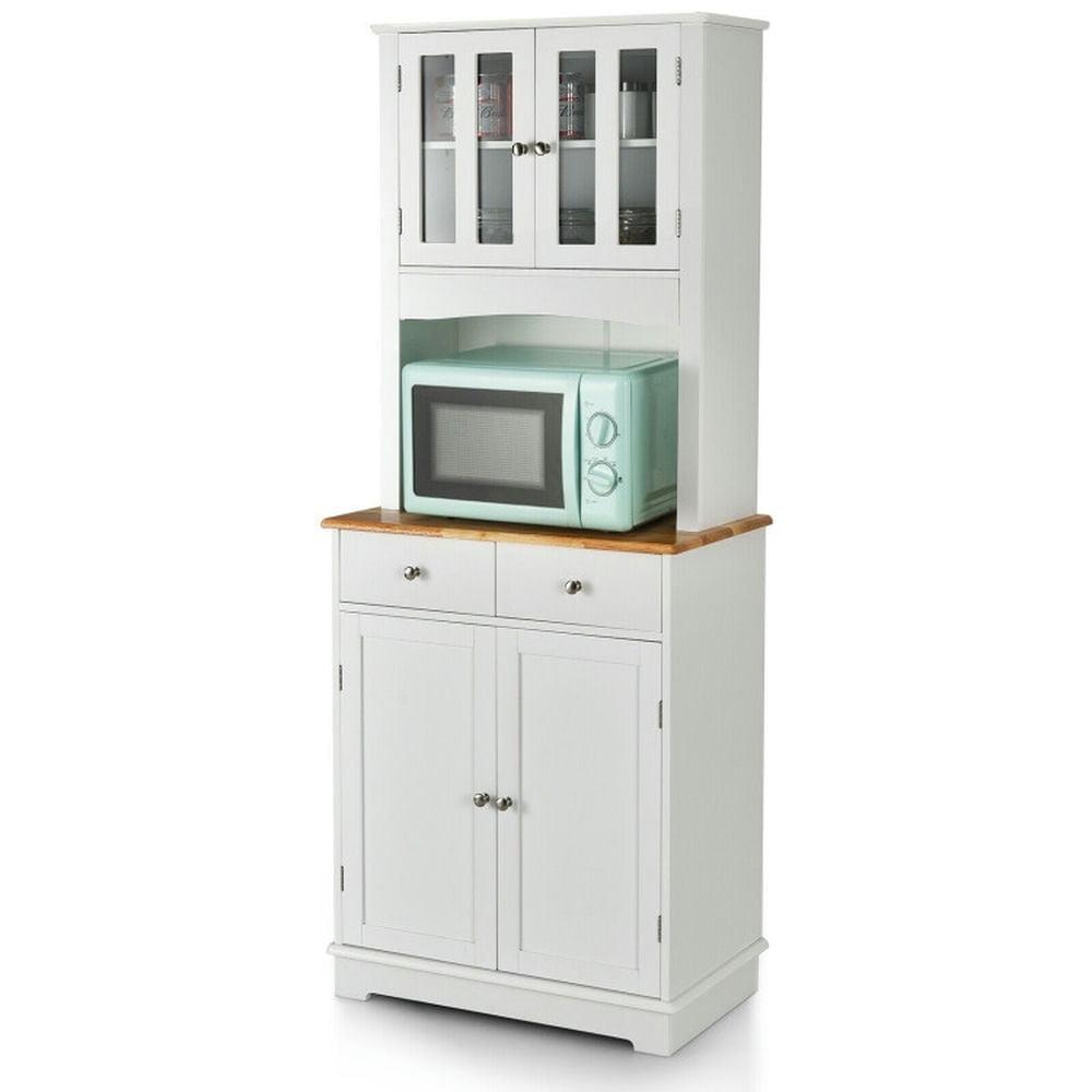 Kadyn Buffet Sideboard,Sideboard Buffet Cabinet,Kitchen Pantry Cabinet with Wood Top and Hutch-White