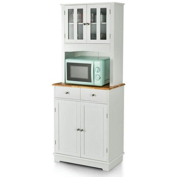 Kadyn Buffet Sideboard,Sideboard Buffet Cabinet,Kitchen Pantry Cabinet with Wood Top and Hutch-White