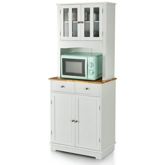 Kadyn Buffet Sideboard,Sideboard Buffet Cabinet,Kitchen Pantry Cabinet with Wood Top and Hutch-White