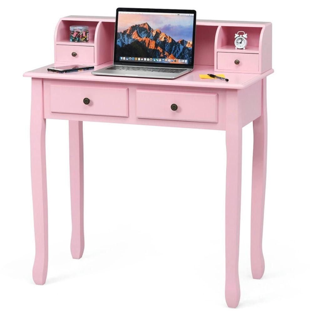 Canddidliike Removable Floating Organizer 2-Tier Mission Home Computer Vanity Desk-Pink, Gaming Desk, Gaming Computer Desks for Study,Working,Writing