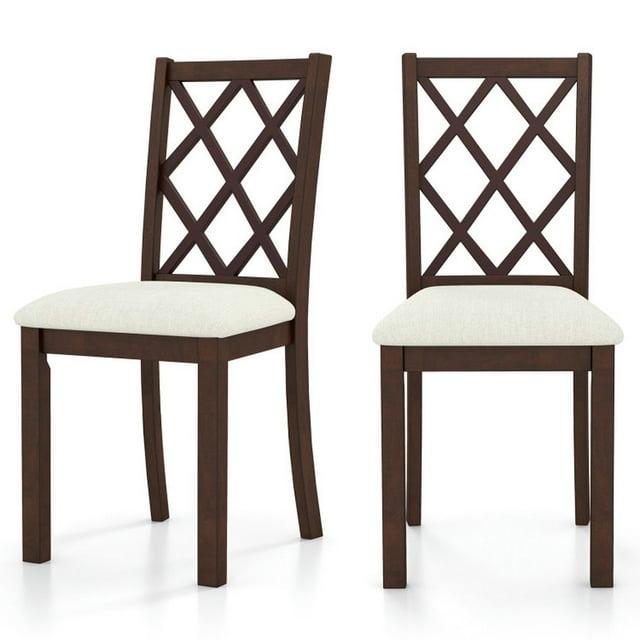 Spaco Dining Chair Set of 2 Wood Kitchen Chairs with Upholstered Seat Cushion and Rubber Wood Legs-Brown, Lounge Chair, Dining Room Chair for Kitchen, Dining, Bedroom, Living