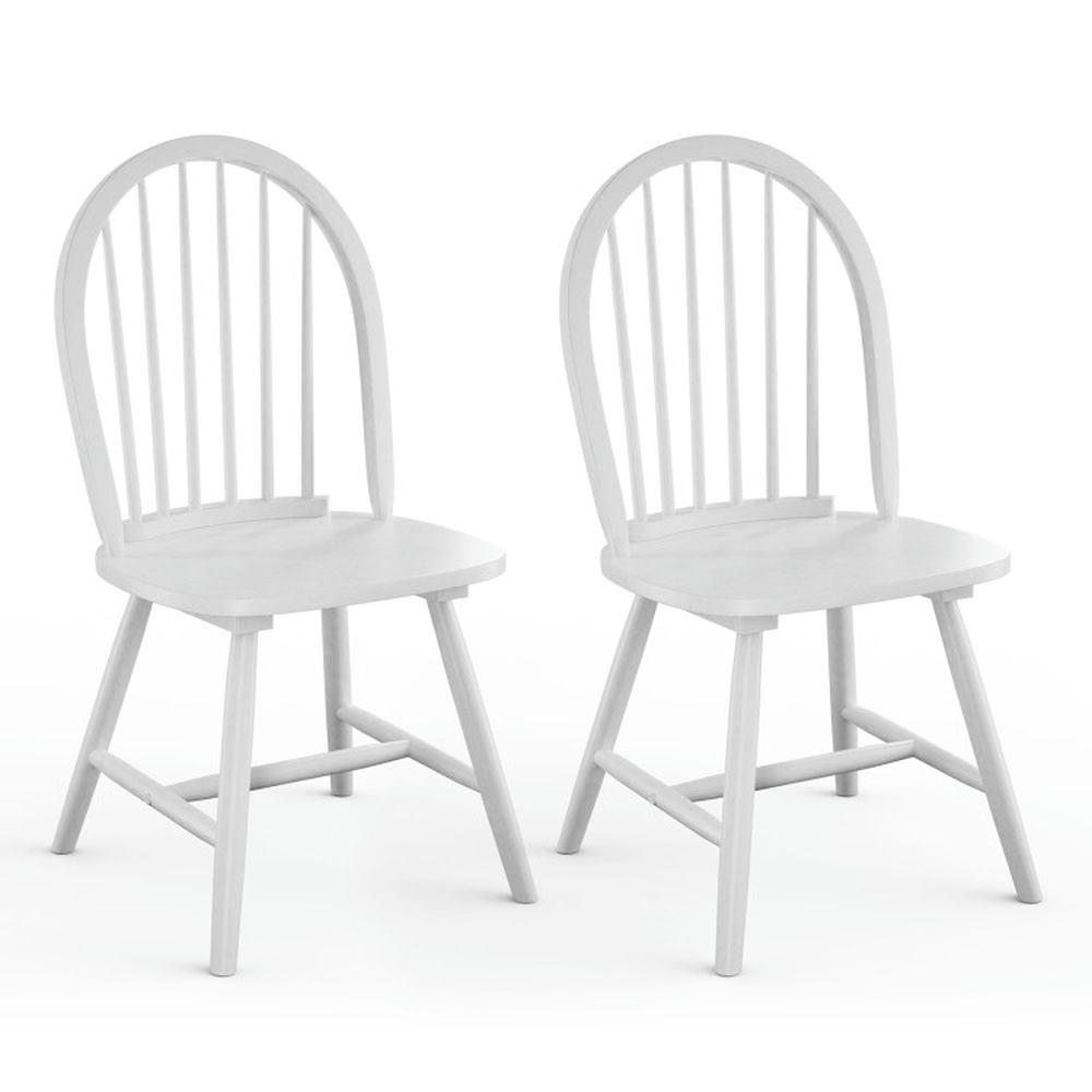 Costway Set of 2 Vintage Windsor Dining Side Chair Wood Spindleback Kitchen Room White
