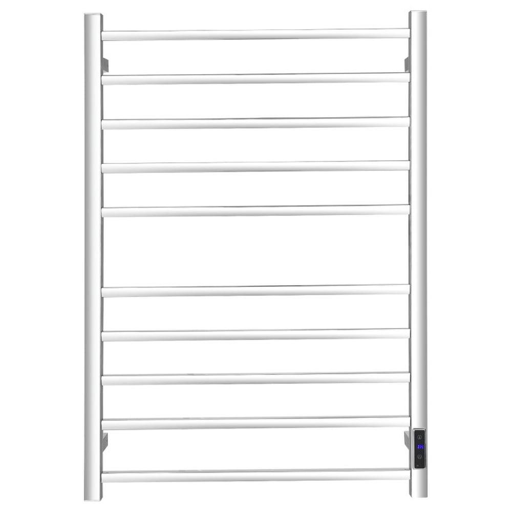 Silver 10-Bar Wall Mounted Stainless Steel Electric Towel Warmer