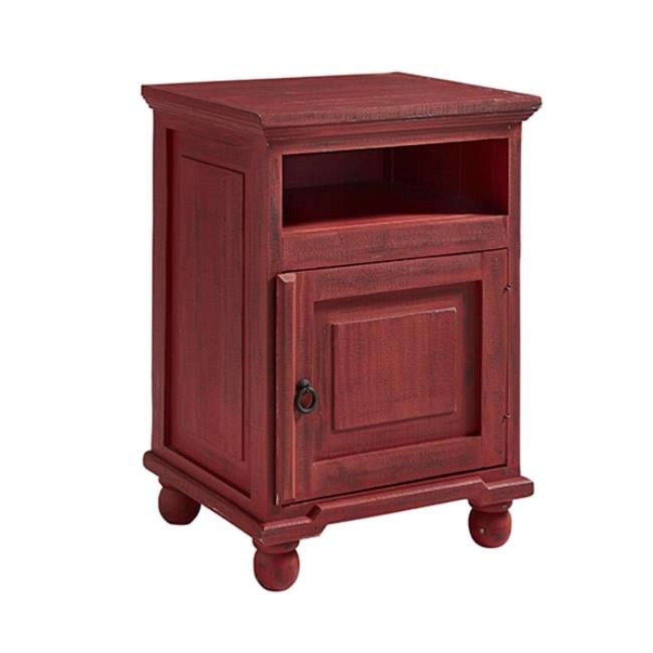 Rustic Red Pine 1-Drawer Nightstand with Open Shelf