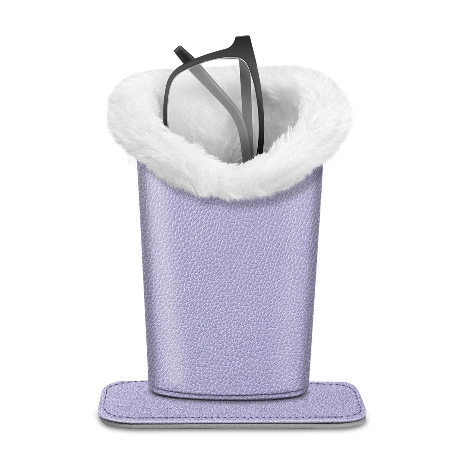 Fintie Plush Lined Eyeglasses Holder - PU Leather Protective Eyeglass Holder Stand Case，Lilac Purple