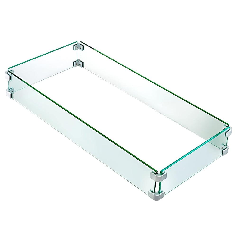 Rectangular Clear Tempered Glass Fire Pit Wind Guard