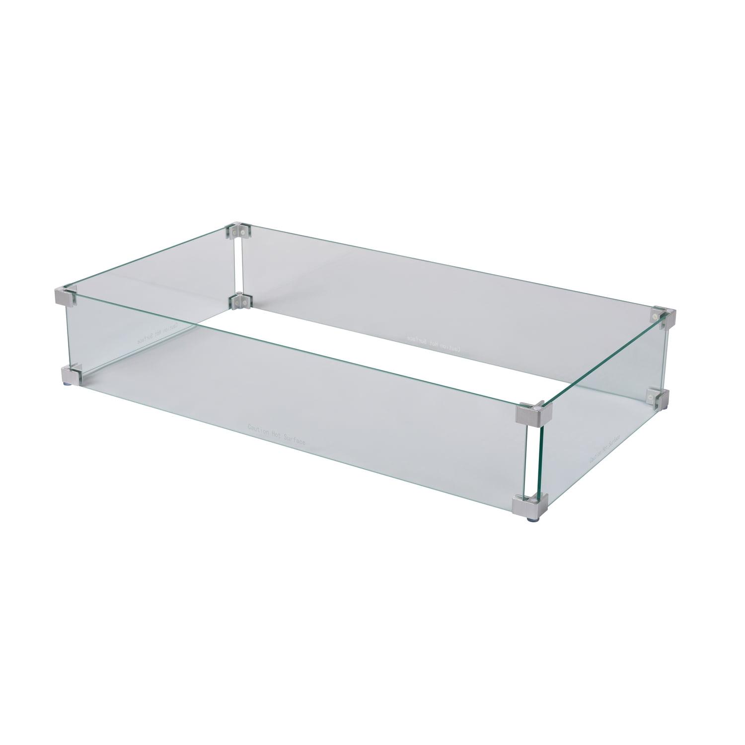 Clear Tempered Glass Wind Guard for Rectangular Fire Pits