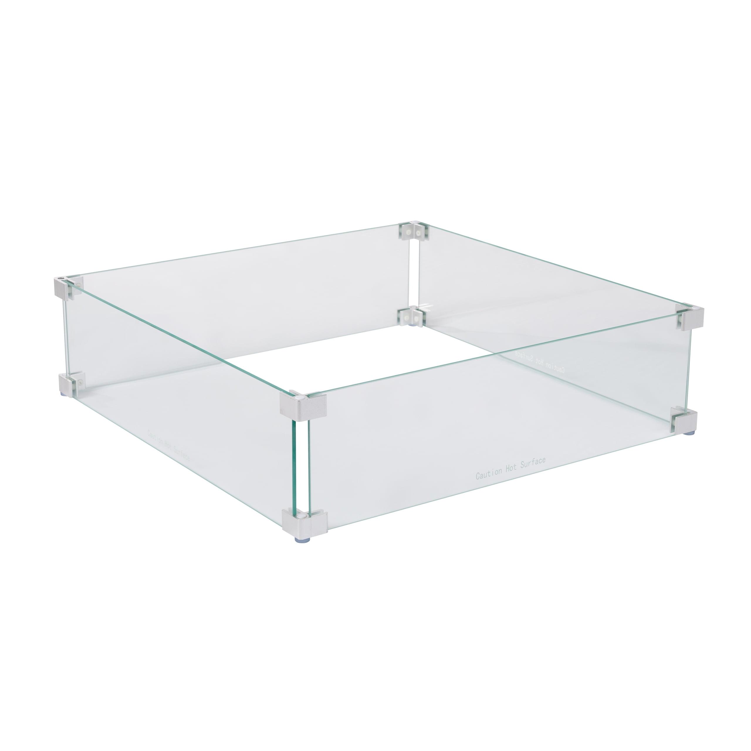 Clear Tempered Glass Wind Guard for Square Fire Pits