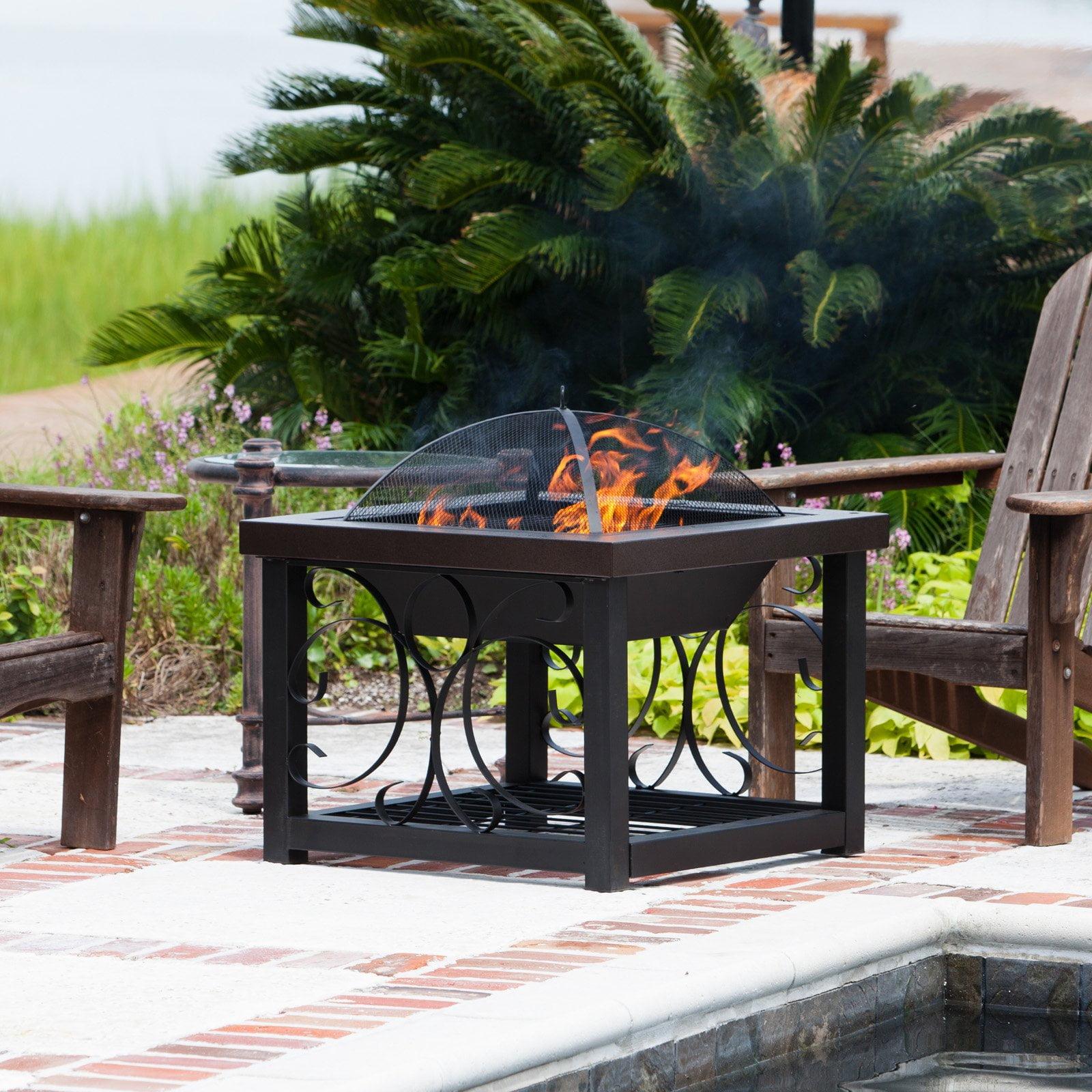 30" Bronze Wood Fire Pit Table with Storage Rack