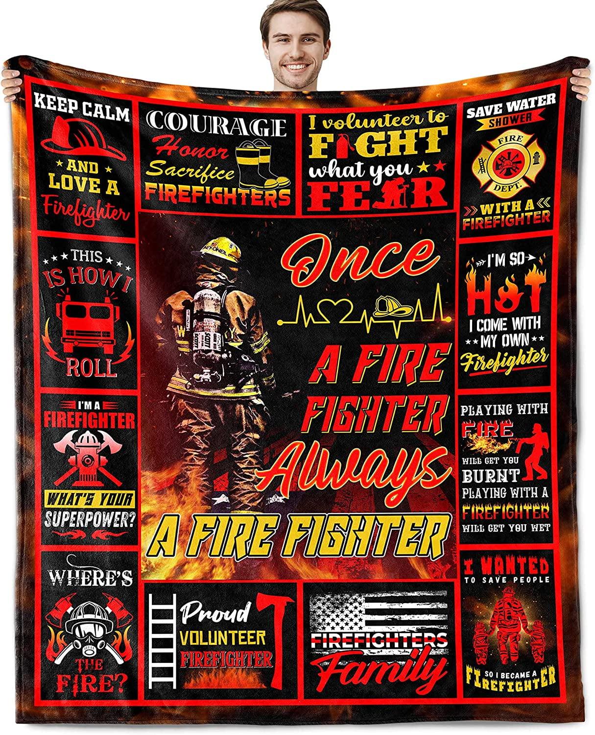 Firefighter Gifts for Men Fire Department Gifts Fire Fighter Gifts for Adults Firefighter Birthday Party Decorations Fireman Gifts for Men Firefighter Fathers Day Blanket Gifts Blanket 60x50 Inch