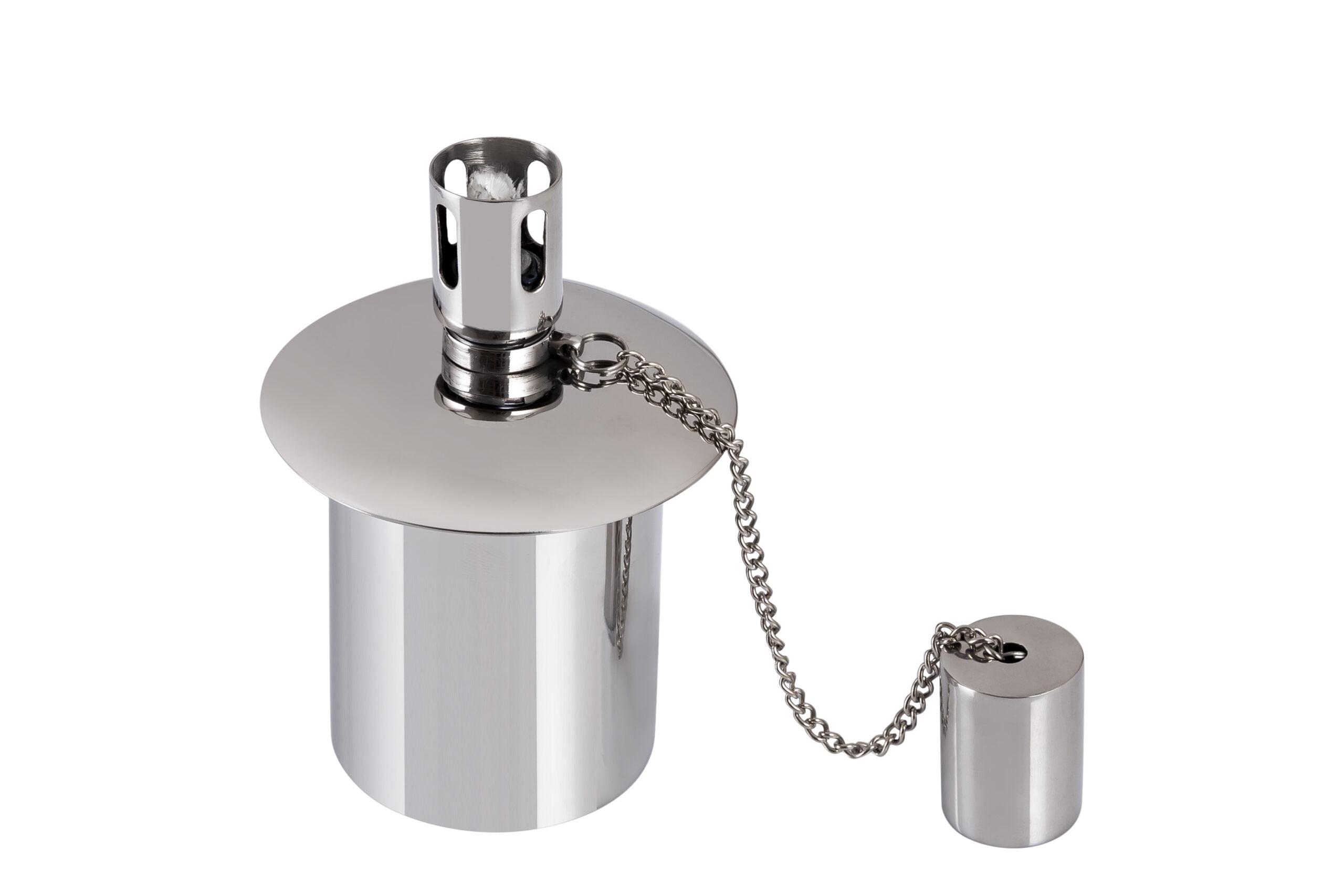 Polished Stainless Steel Table-Top Tiki Torch Canister with Snuffer