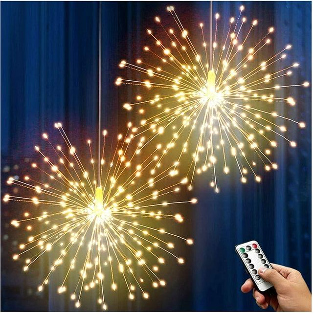 XYKA 200 LED Battery Operated Copper Wire Fairy Lights with Remote 8 Modes Deformable Star Sphere Hanging String Lights for Bedroom Christmas Wedding Patio Garden Timer Warm White Ceiling Decorations