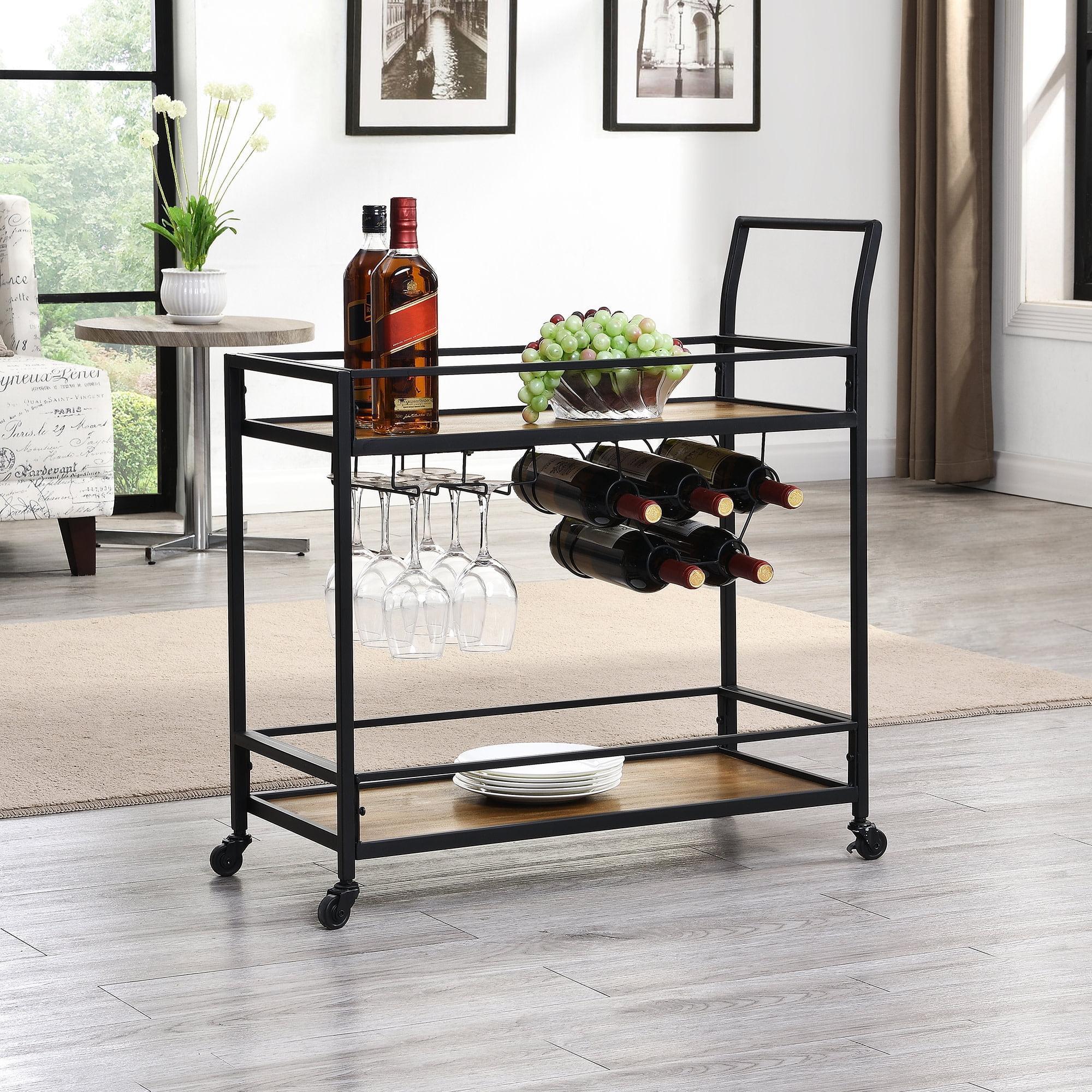 FirsTime & Co. Black Gardner Bar Cart, Industrial, Metal, 29.75 x 12.25 x 32.25 in