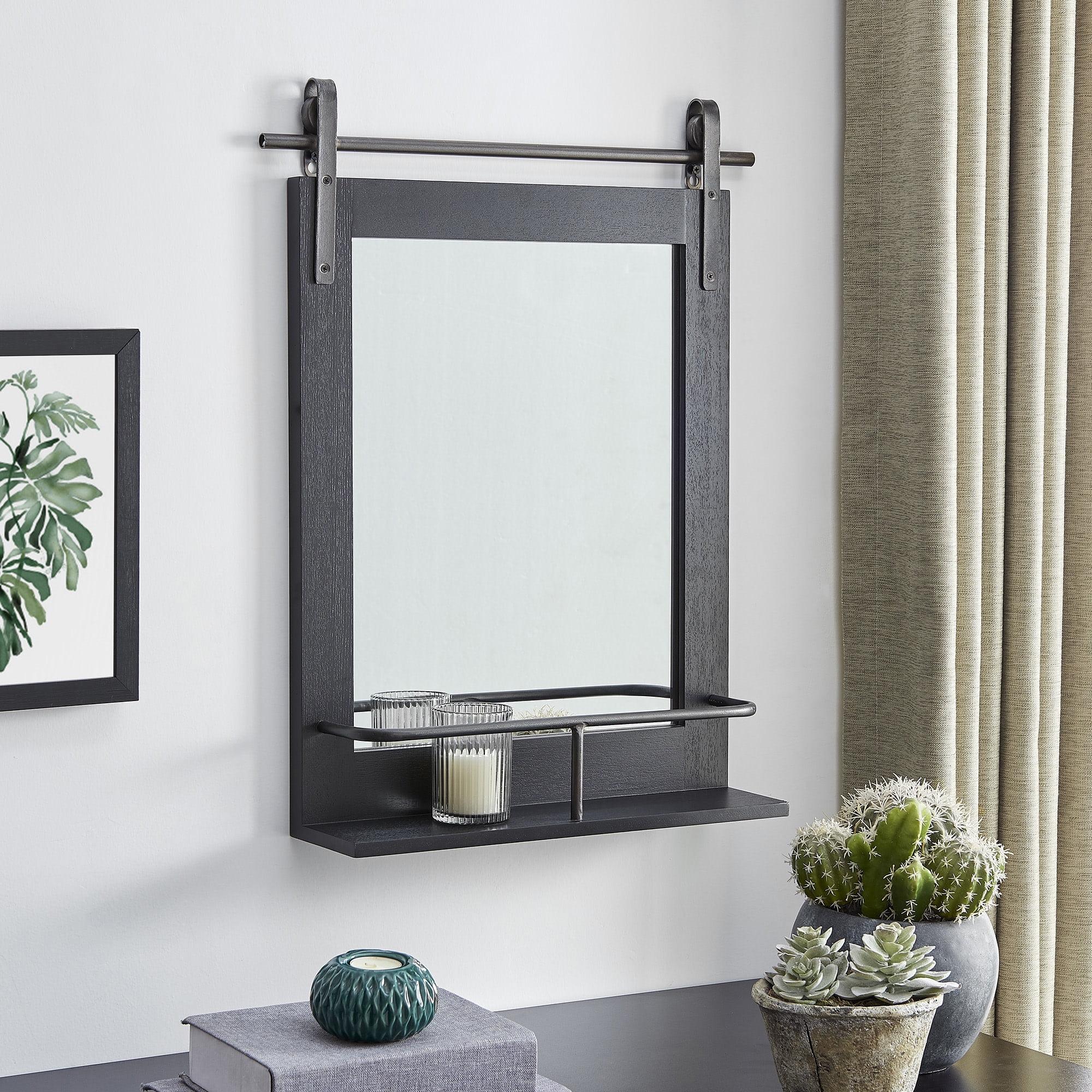 Joss & Main Enora Wood Mirror with Shelves