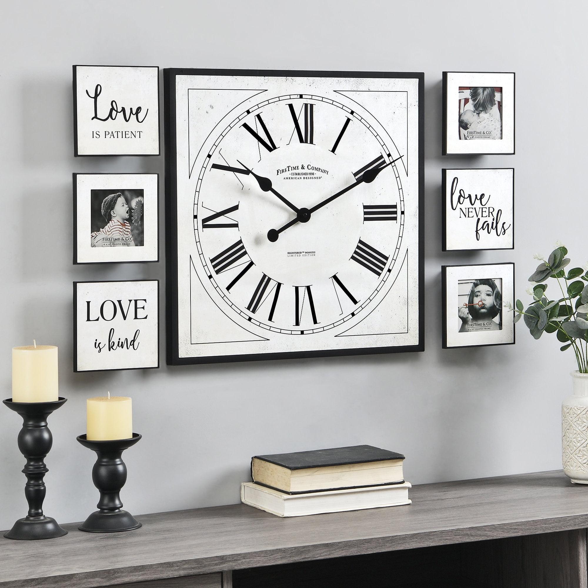 Farmhouse Love Gallery 20'' White Wall Clock & Photo Frame 7-Piece Set