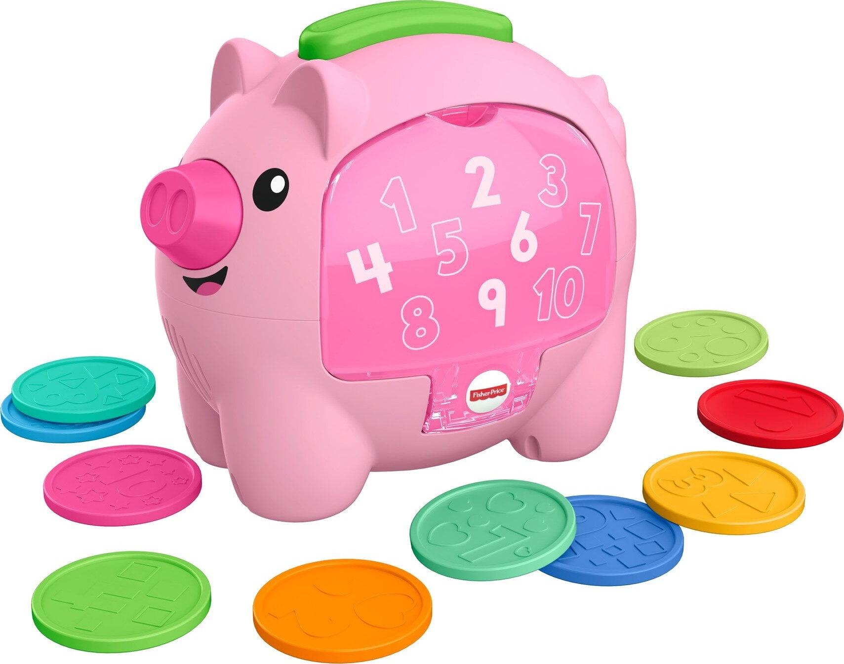 Pink Musical Piggy Bank Toy with Colorful Coins