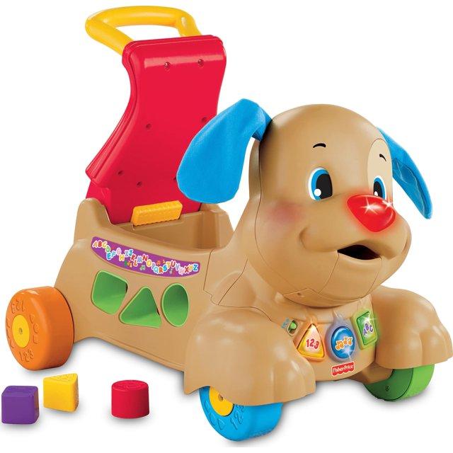 Fisher-Price Laugh & Learn Musical Baby Walker, Stride-To-Ride Puppy, Ride-On Toy With Lights Songs & Blocks For Infant To Toddler