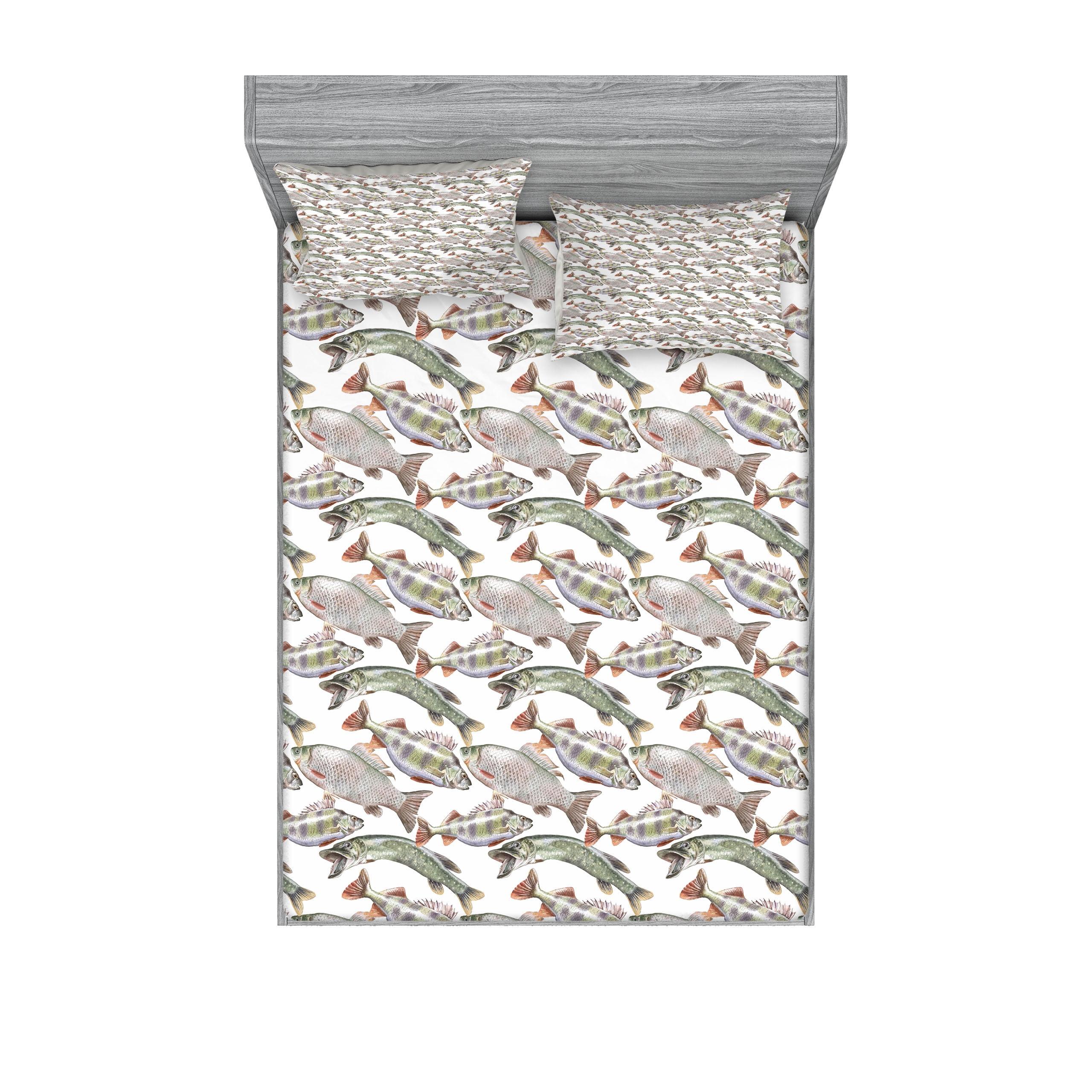 Ambesonne Ambesonne Fishes Fitted Sheet & Pillow Sham ,Multicolor