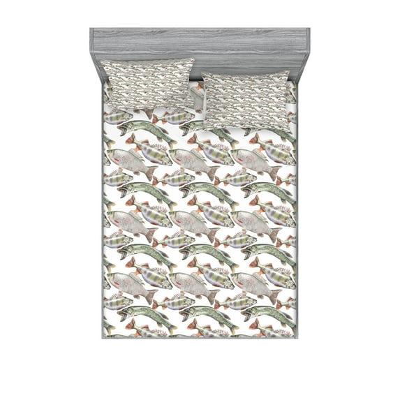 Ambesonne Fishes Fitted Sheet & Pillow Sham ,Multicolor | Wayfair