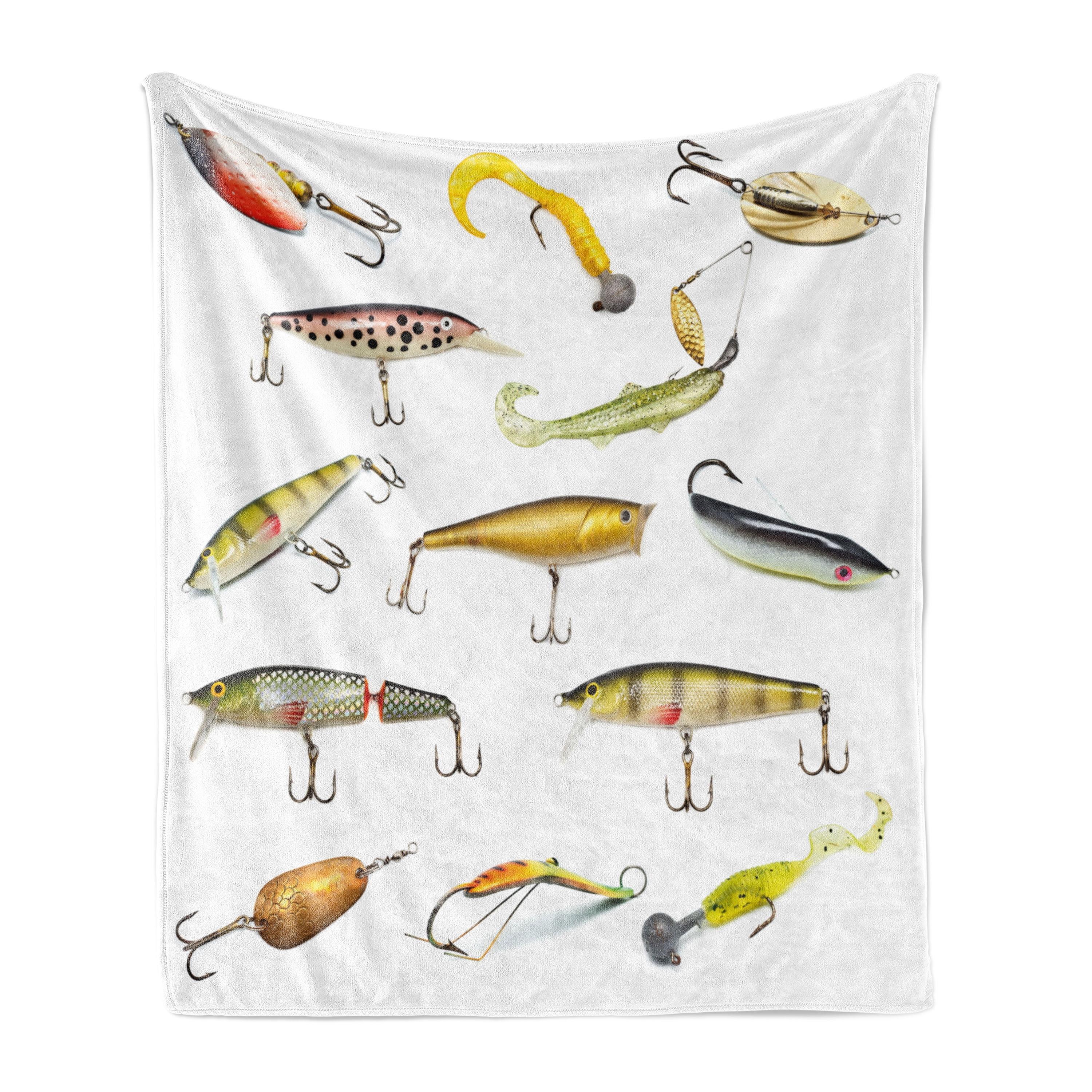 Multicolor Fishing Tackle Fleece Throw Blanket 50" x 70"