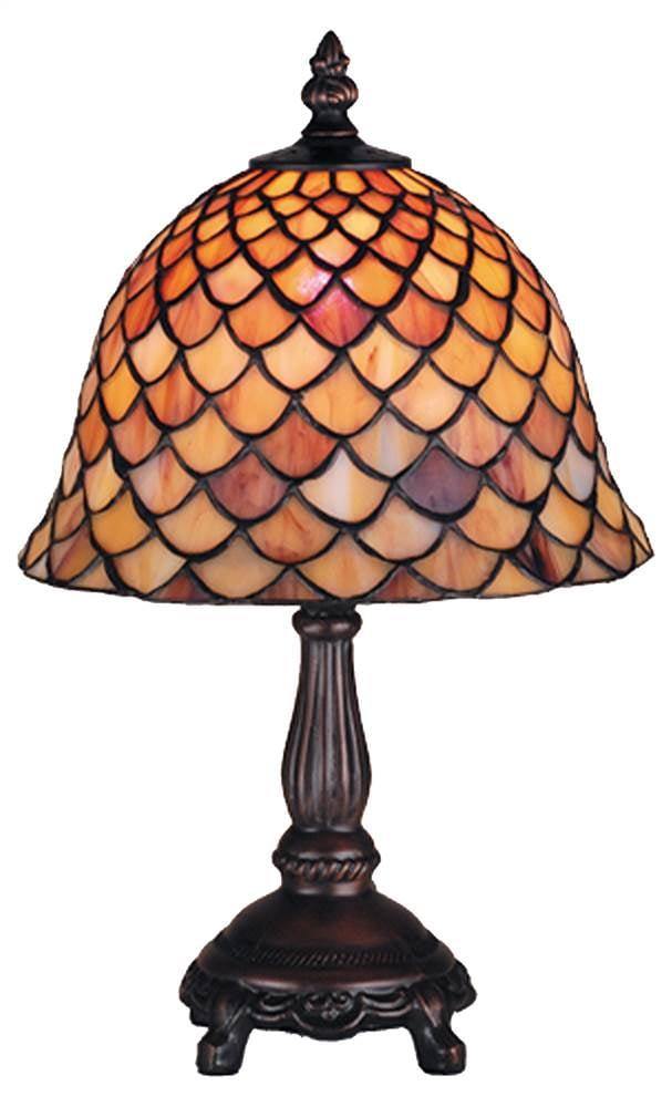 Tiffany Inspired 13.5" Stained Glass Bronze Table Lamp