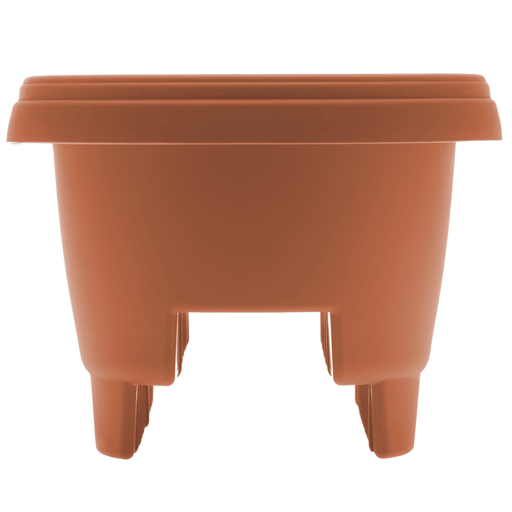 Bloem 12-in Resin Round Deck Rail Round Planter - Terra Cotta Color