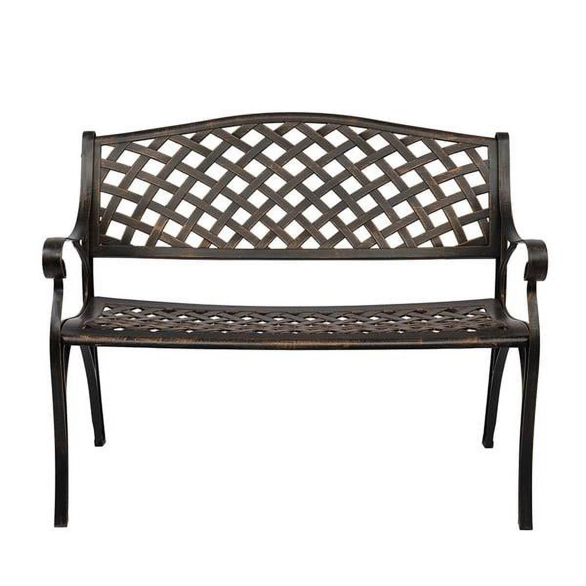 GoDecor 40.5" Outdoor Garden Bench Aluminum Frame Seats Chair Garden Bronze