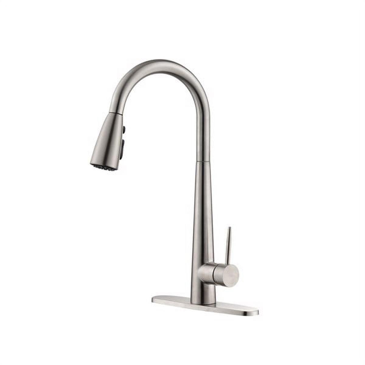 Brushed Nickel Stainless Steel High Arc Kitchen Faucet with Pull-out Spray