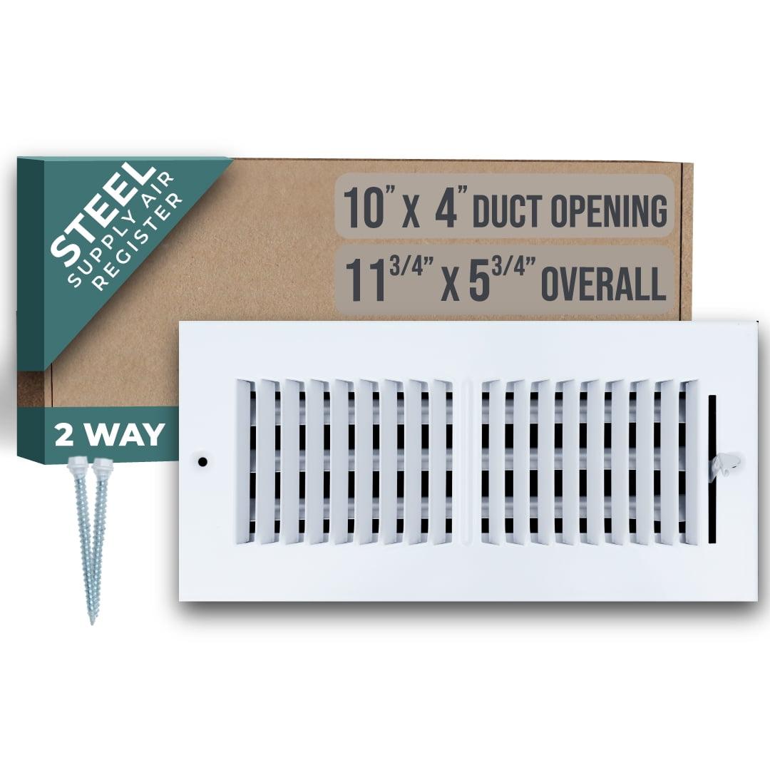 Fits 10x4 Duct Opening 2 WAY Steel Air Supply Diffuser by Handua | Register Vent Cover Grill for Sidewall and Ceiling | White | Outer Dimensions: 11.75" X 5.75"