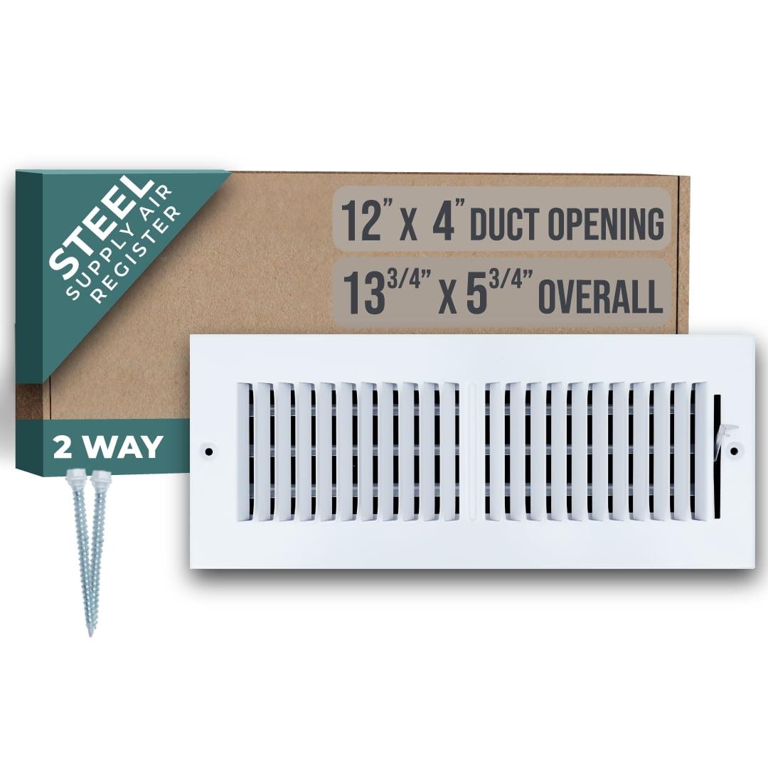 Fits 12x4 Duct Opening 2 WAY Steel Air Supply Diffuser by Handua | Register Vent Cover Grill for Sidewall and Ceiling | White | Outer Dimensions: 13.75" X 5.75"