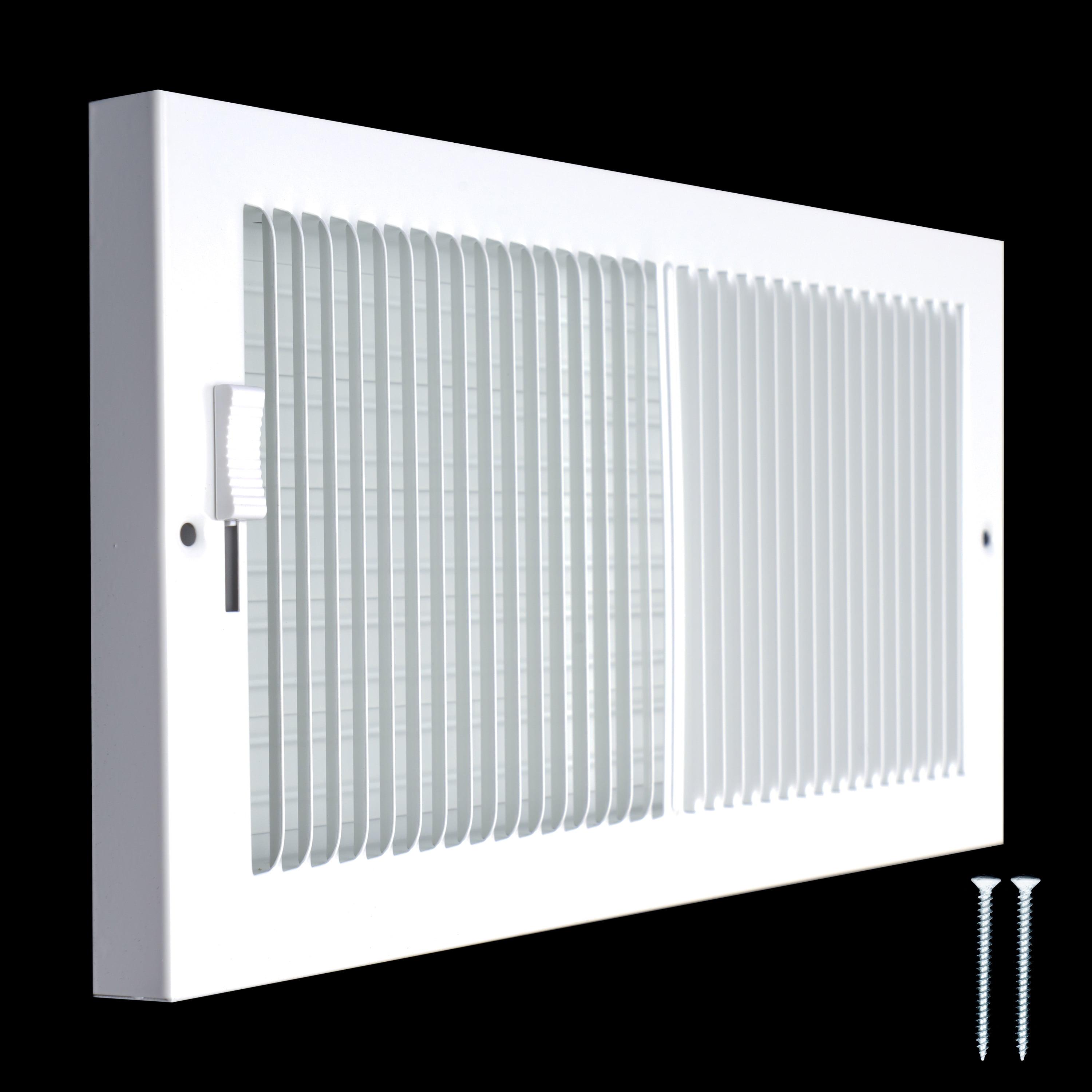 White Steel Baseboard Air Supply Grille with Multi-Shutter Damper