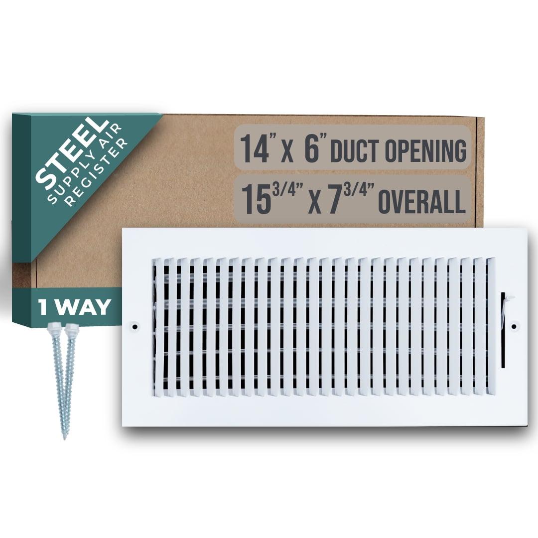 White Steel 14x6 Duct Opening 1-Way Air Supply Diffuser