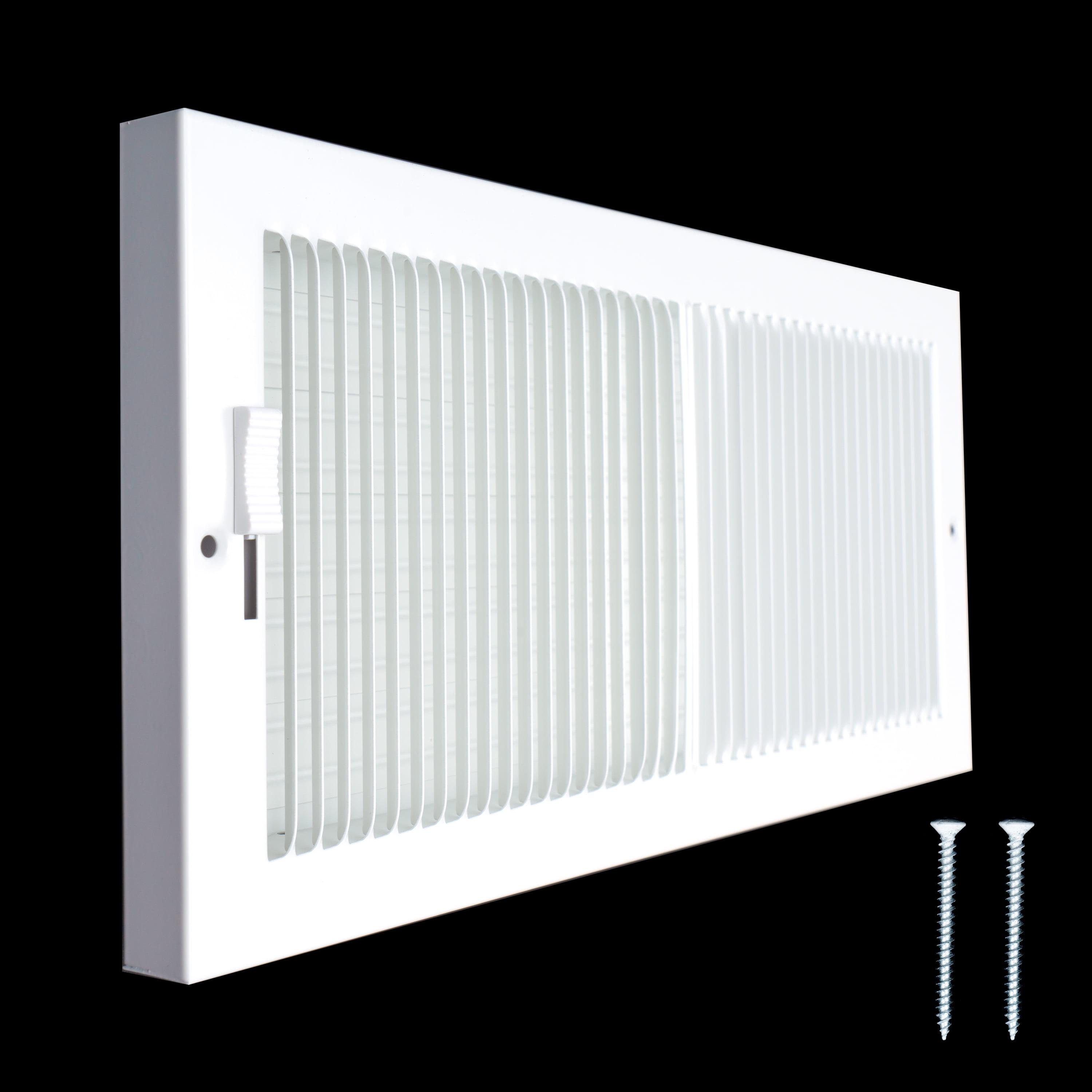 White Steel Baseboard Air Supply Grille with Multi-Shutter Damper