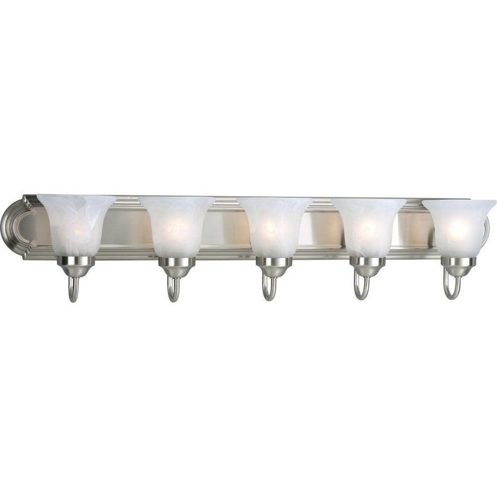 Progress Lighting Builder 5-Light Bath Bracket, Brushed Nickel, Alabaster Glass