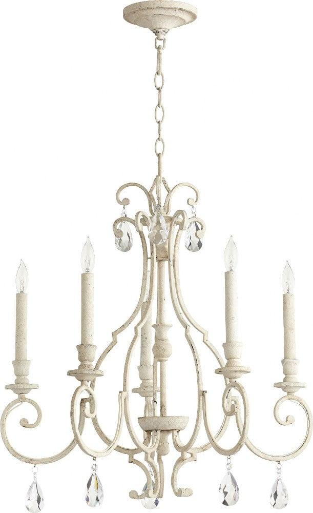 Quorum Lighting Ansley 5-Light Chandelier, Persian White, 24 Width, 25 Height