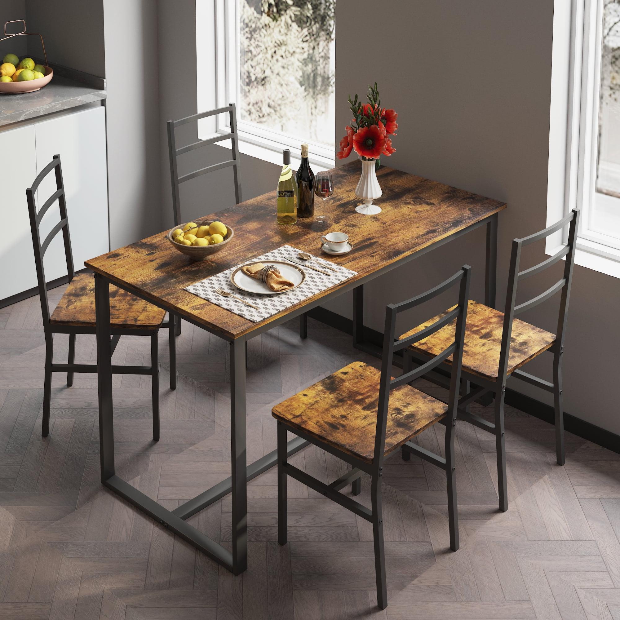 Five-Piece Set Table And Chair With Backrest, Industrial Style, Solid Structure