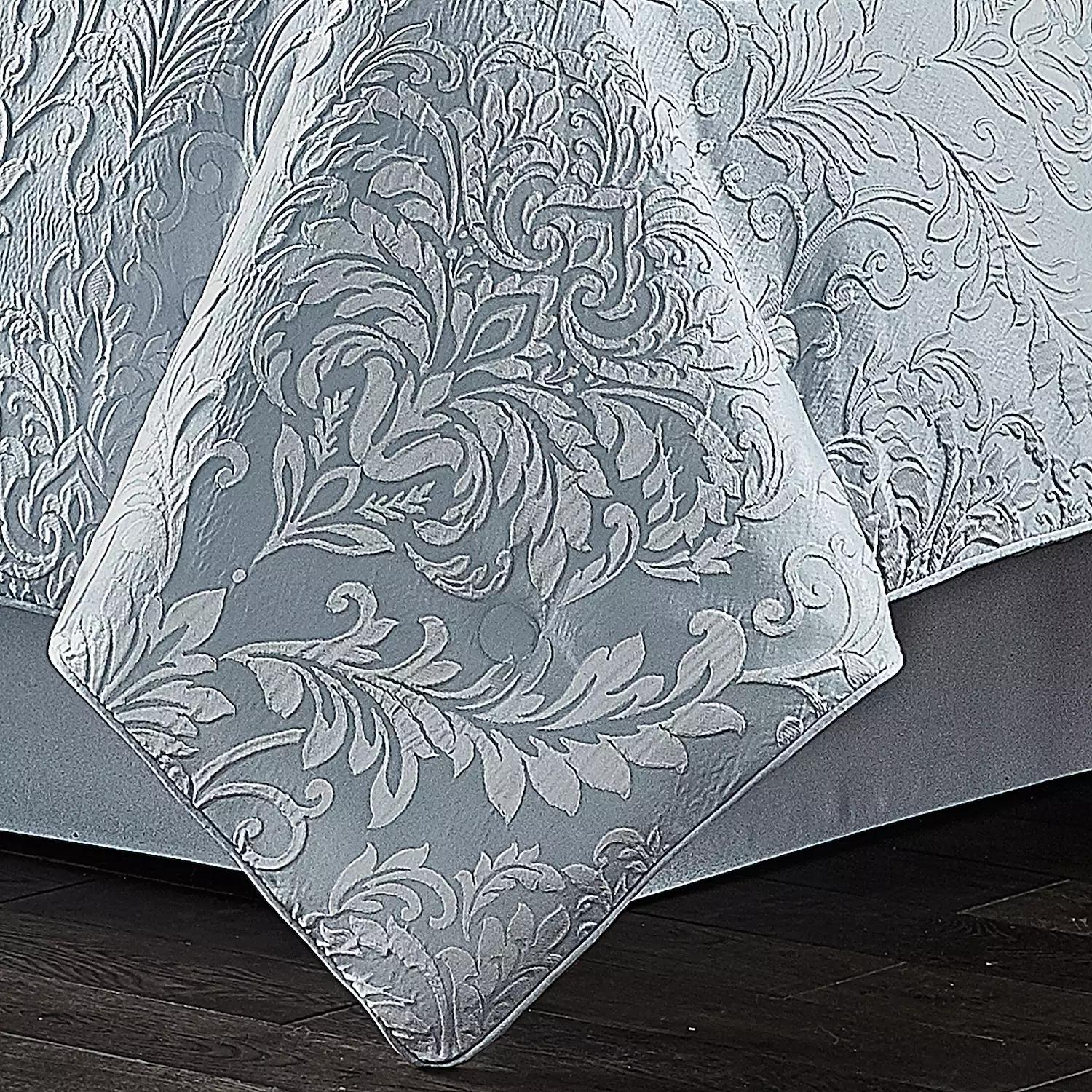 Powder Blue Damask King Comforter and Sham Set