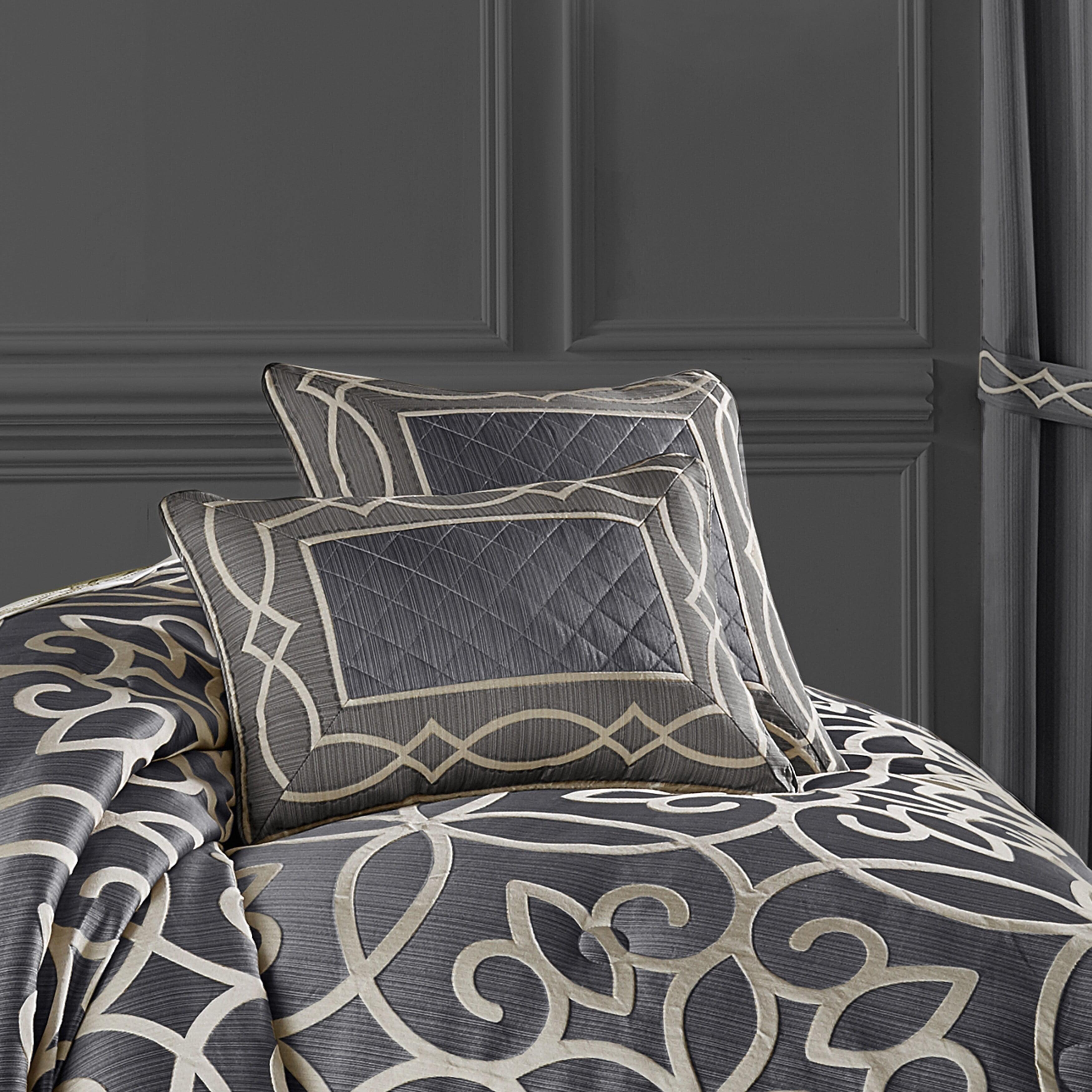 Five Queens Court Darwin Charcoal 20" Square Decorative Throw Pillow