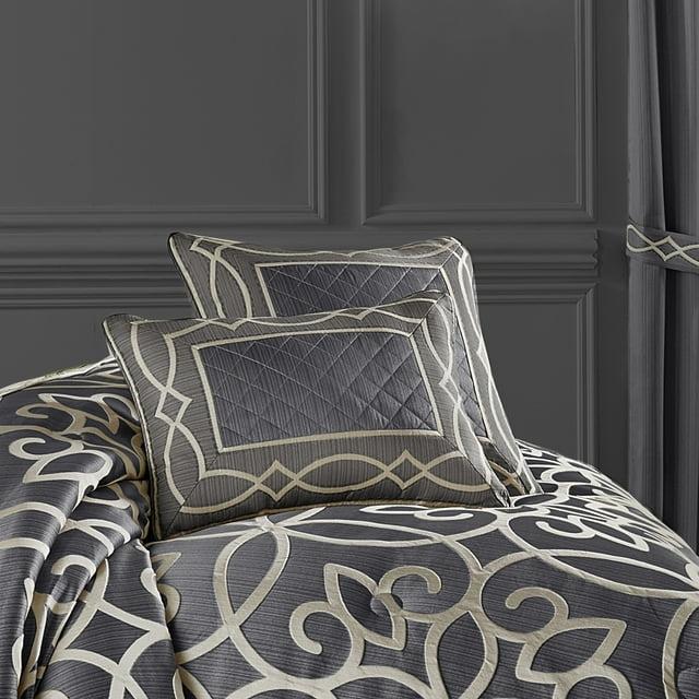 Five Queens Court Darwin Charcoal 20" Square Decorative Throw Pillow