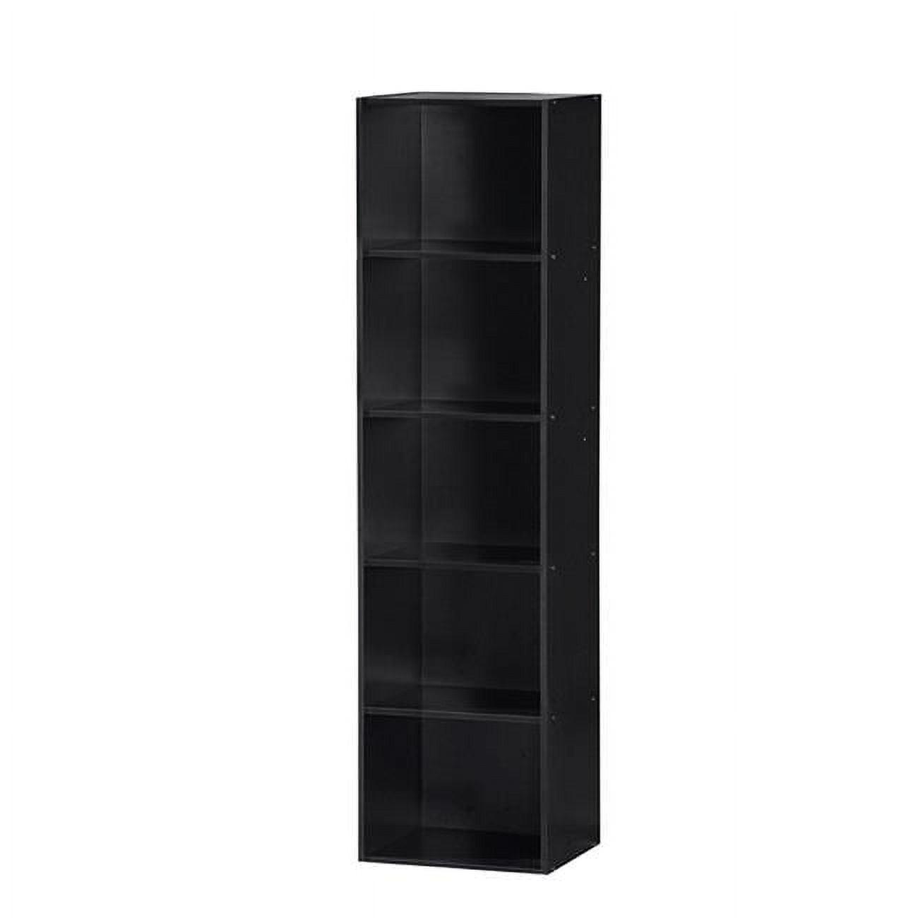 Black Beech Wood 5-Shelf Standard Bookcase