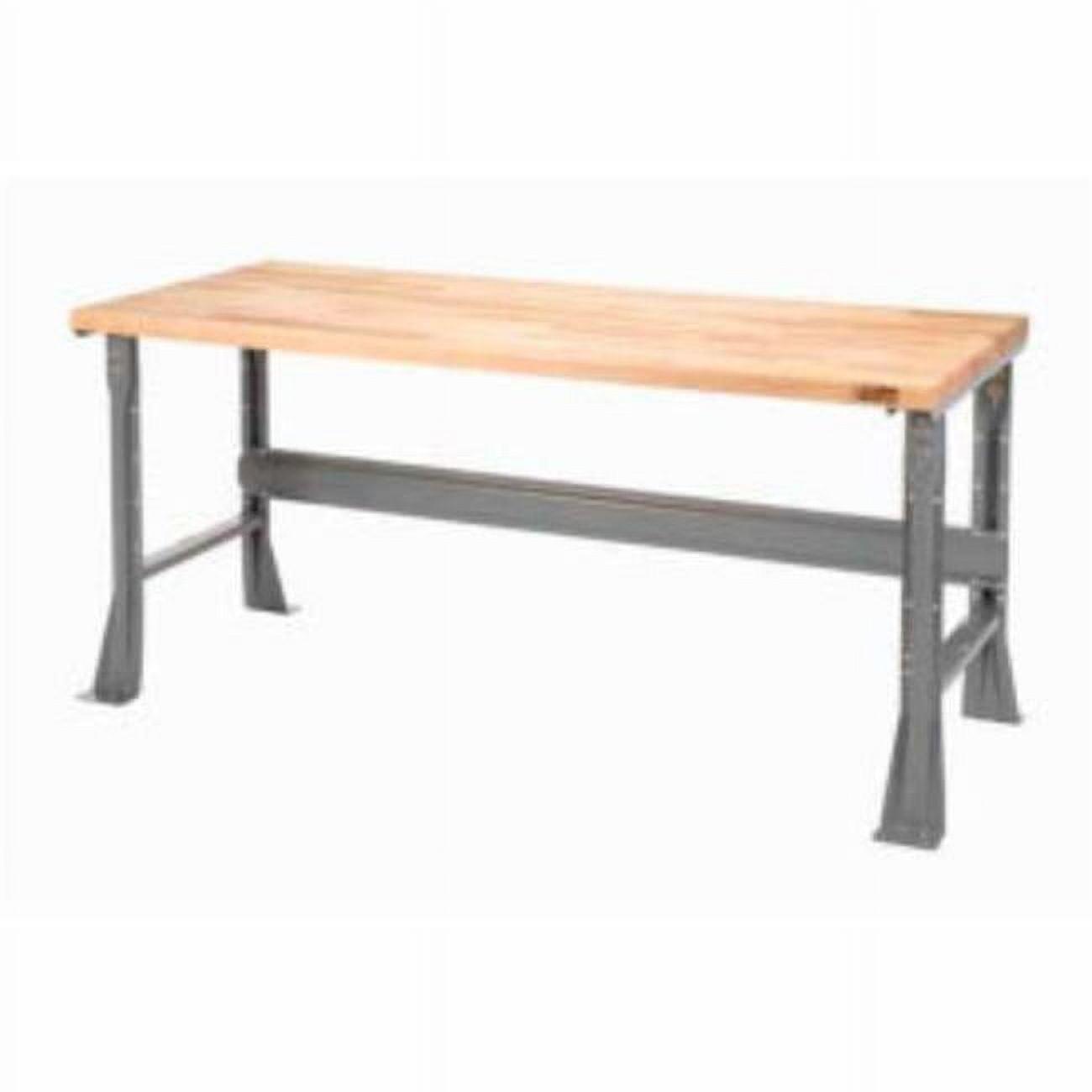 Gray Fixed Height Workbench with Maple Butcher Block Top, 48 x 30 x 34 in.