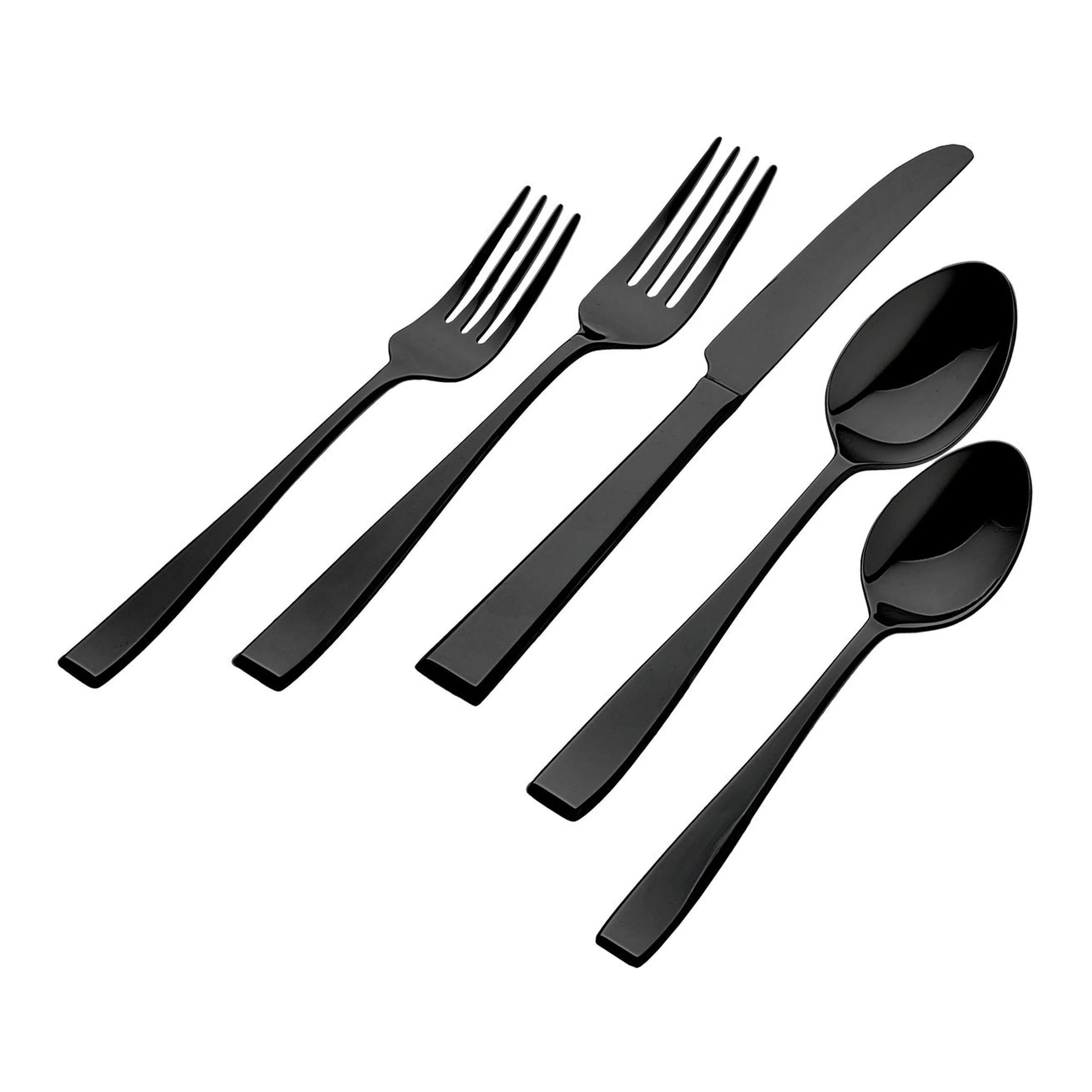 Flagstaff Black Mirrored 20-Piece Stainless Steel Flatware Set