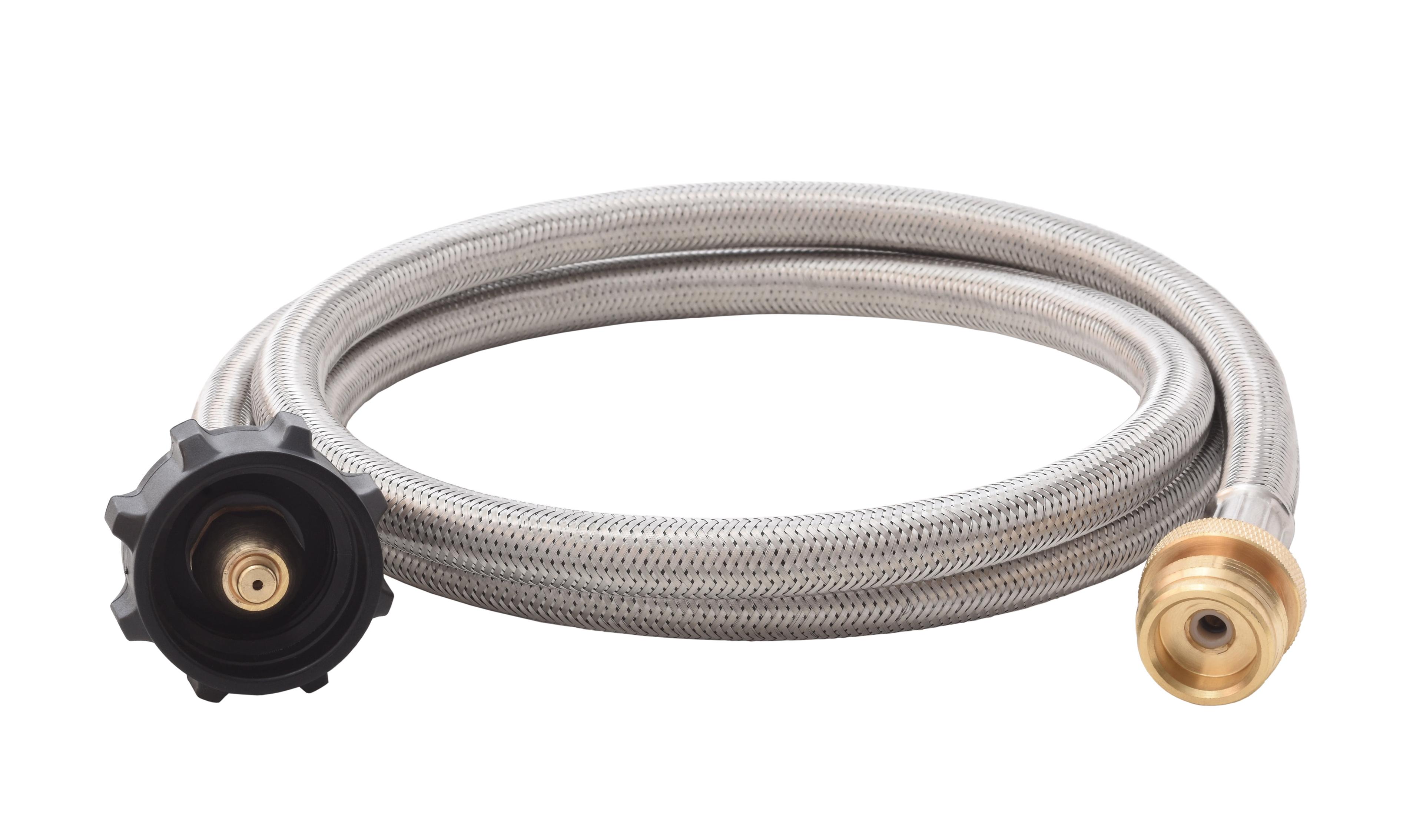 Flame King 5ft Steel Braided Hose, 1lb to 20lb Adapter for Portable Appliances