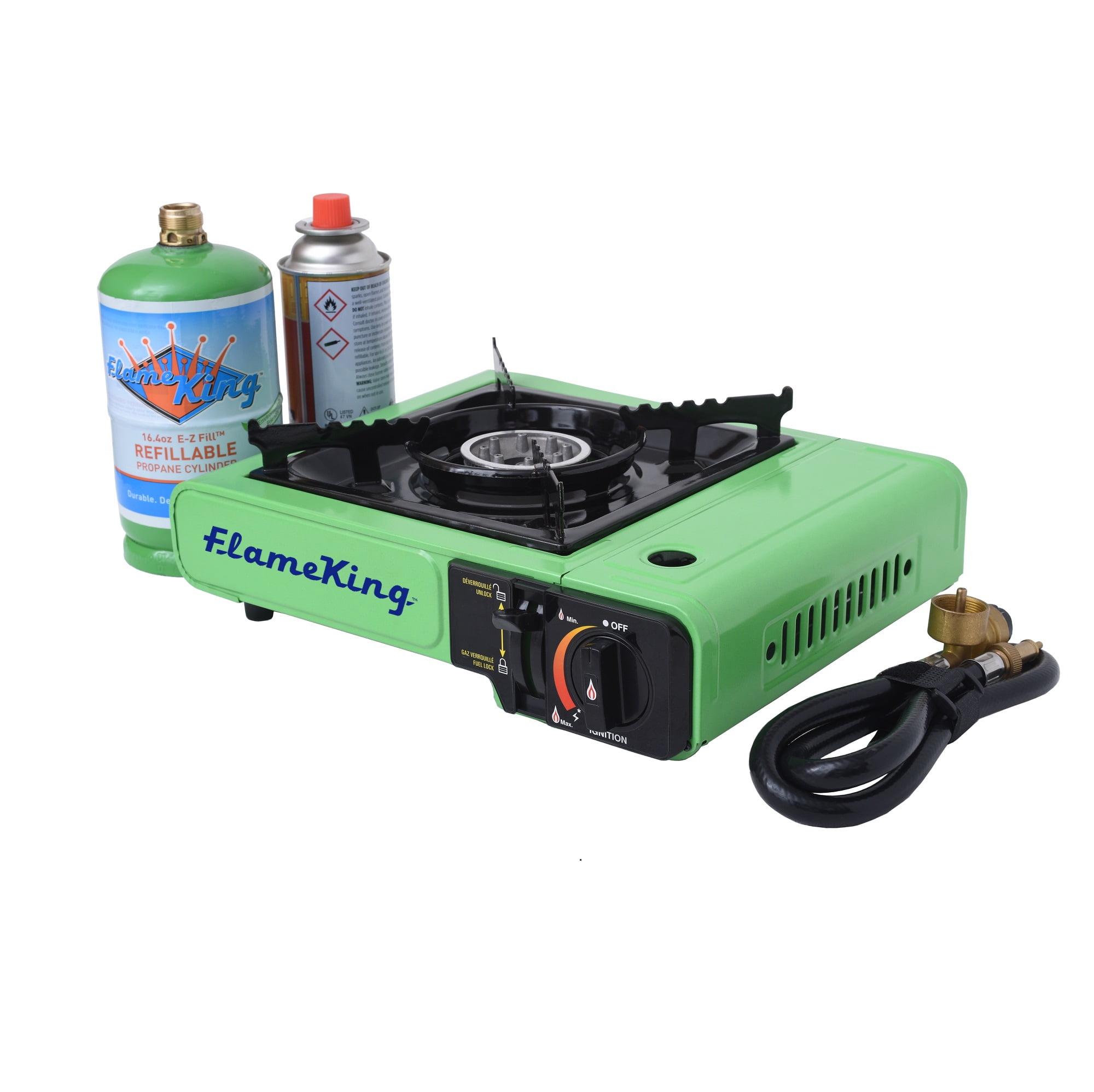 Flame King Green Portable Single Burner Gas Stove