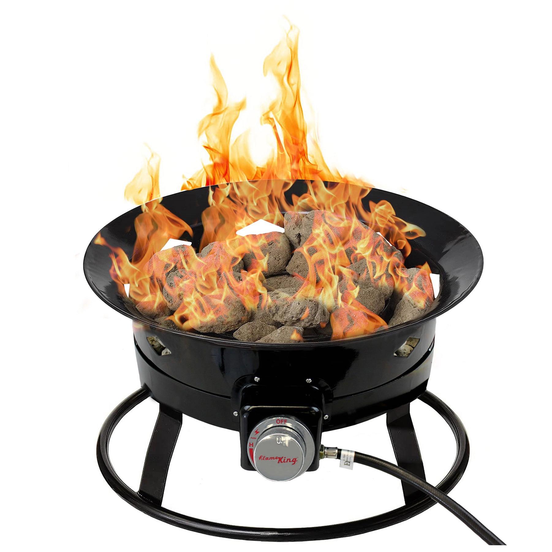 Flame King Smokeless Propane Fire Pit, Portable Fire Pit Propane Stove 58K BTU, Self Igniter, 19”