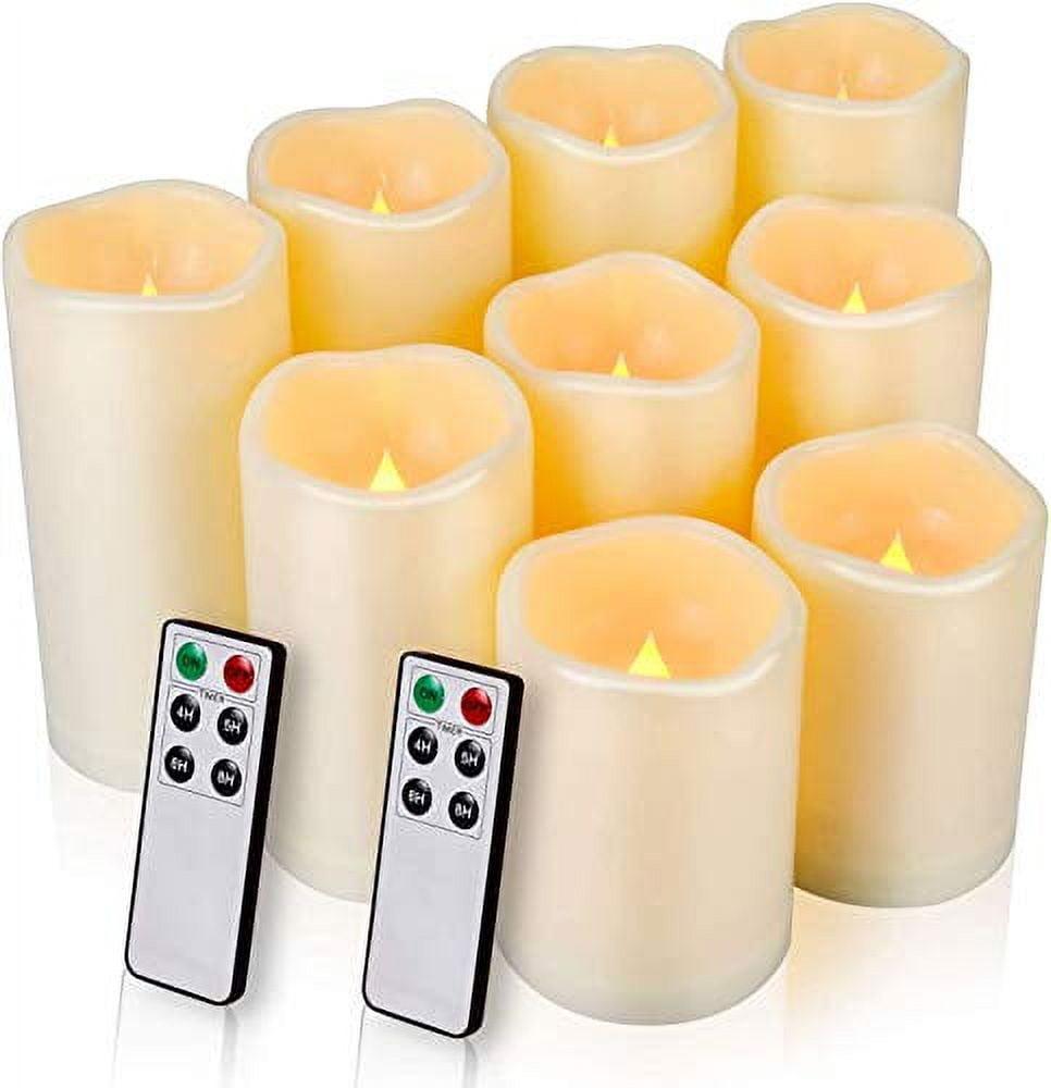 Beige Flameless LED Pillar Candles with Remote Control