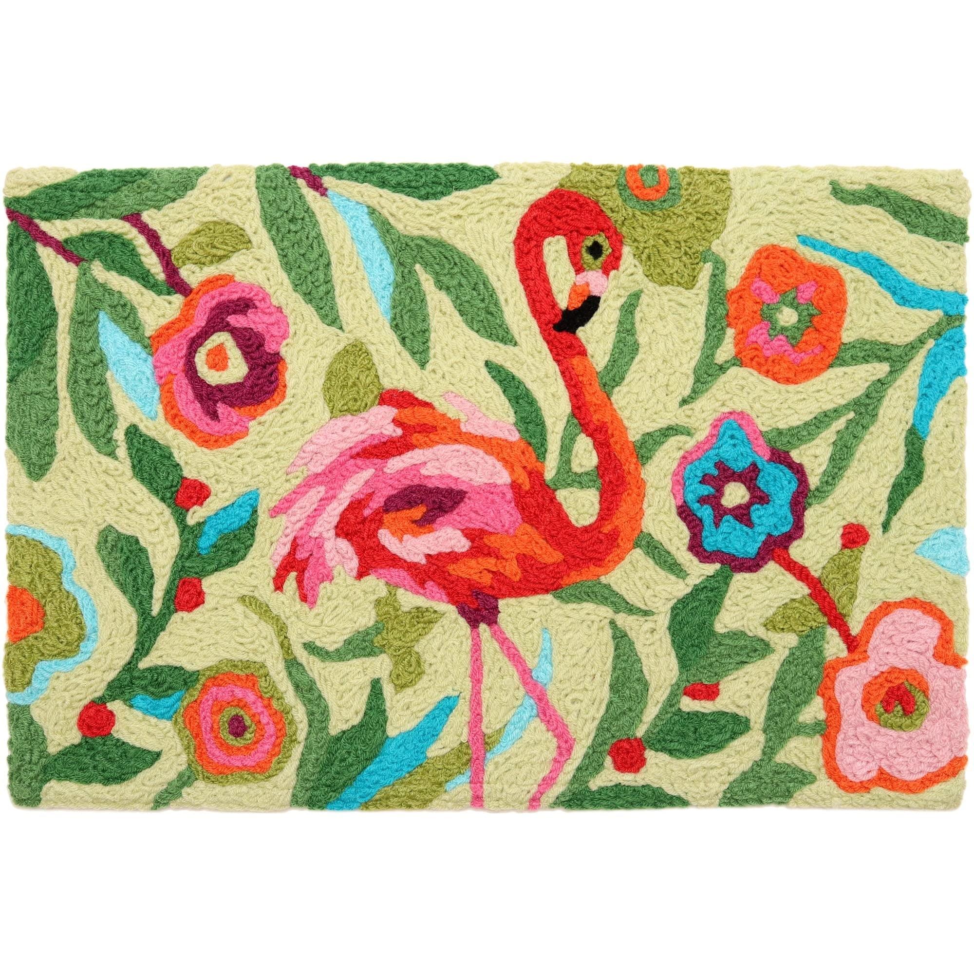 Jellybean Flamingo Garden Doormat – 20"x30" Indoor/Outdoor, Washable Entryway Mat