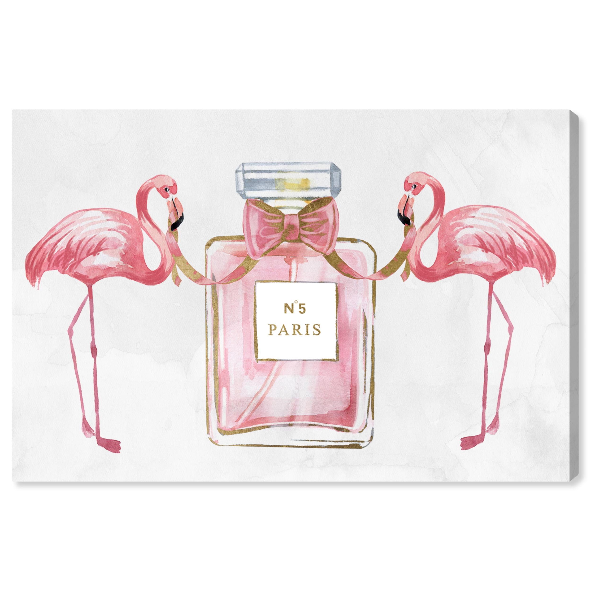 Flamingo Love Gold Fashion and Glam Wall Art Print Pink 24x16
