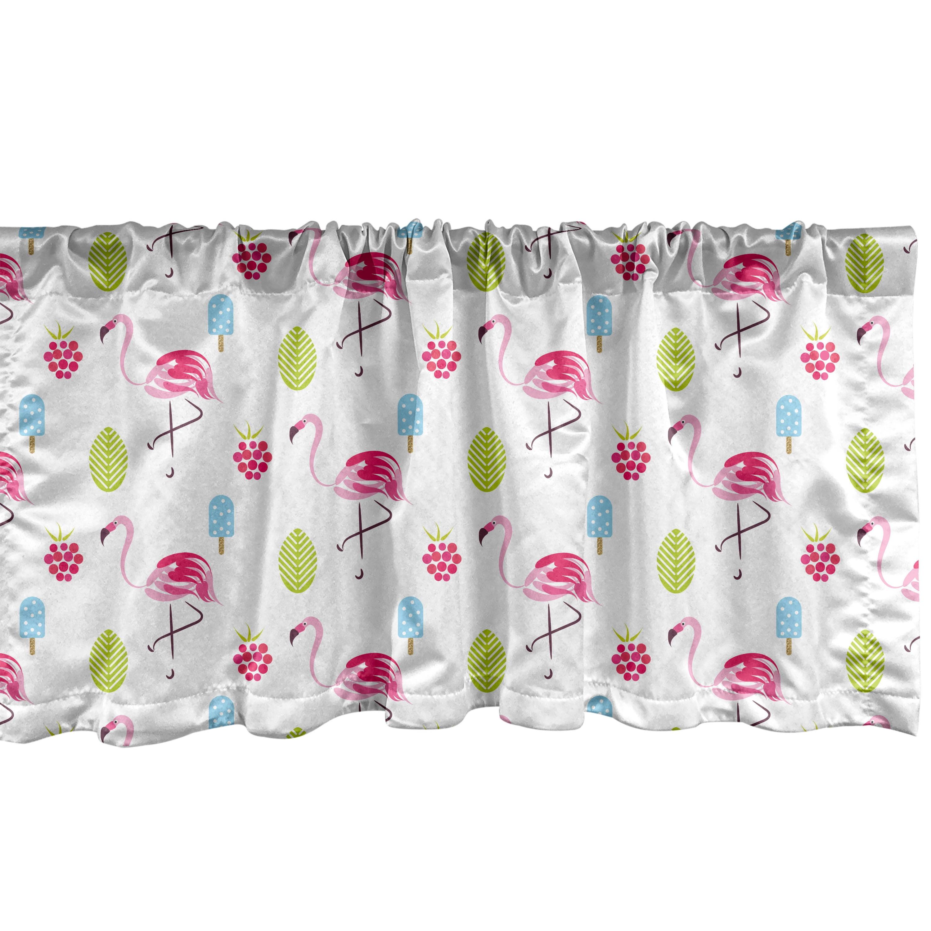 Ambesonne Flamingo Valance Pack of 2 Summer Ice Berry